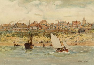 Liverpool: En udsigt over New Brighton fra havet (farve litho) af John Glynn