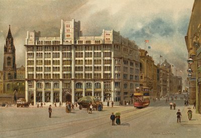 Liverpool: Tower Building og Water Street (farve litho) af John Glynn