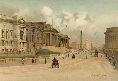 Liverpool: William Brown Street, Technical School, Museum and Free Library (farve litho) af John Glynn