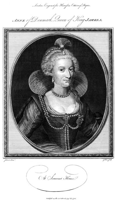 Anne af Danmark 1574-1619, dronningepartner af kong James I, 1786. af John Goldar