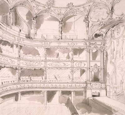 Interiør af St. James Theatre, London (skitse) af John Gregory Crace af John Gregory Crace