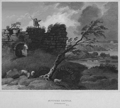 Mitford Castle, Northumberland, 1814 af John Greig