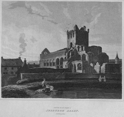 Sydøst udsigt over Jedburgh Abbey. Roxburghshire, 1814 af John Greig