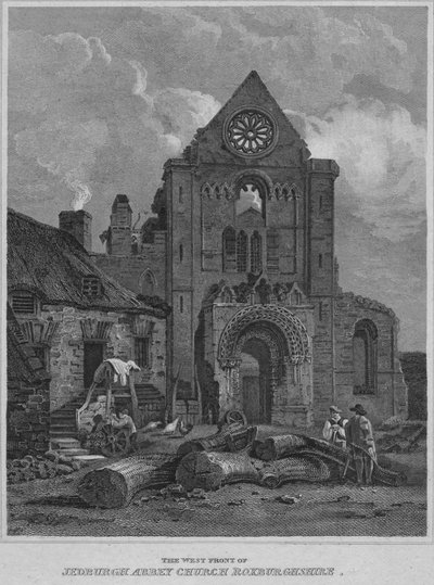 Vestfronten af Jedburgh Abbey Church Roxburghshire, 1814 af John Greig