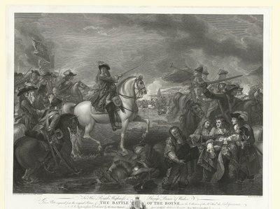 Kong William III i slaget ved Boyne, 1690 The Battle of the Boyne (titel på objekt) af John Hall