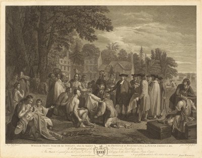 William Penns traktat med indianerne af John Hall after Benjamin West