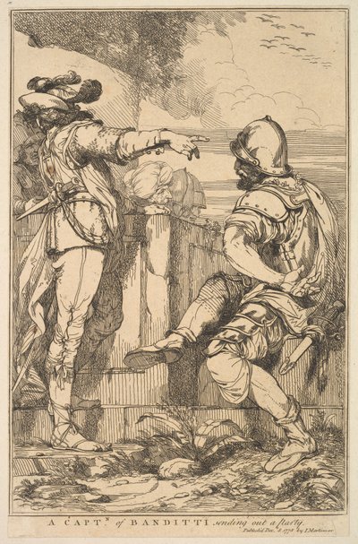 En kaptajn af Banditti, der sender et parti fra femten ætsninger dedikeret til ..., 8. december 1778. af John Hamilton Mortimer