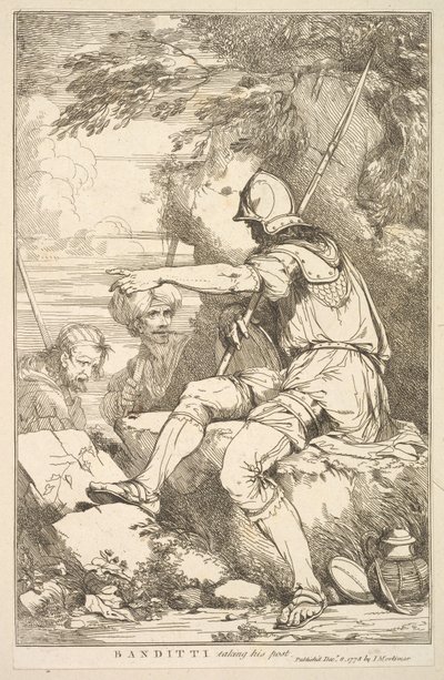 Banditti tager sin post fra femten ætsninger dedikeret til Sir Joshua Reynol..., 8. december 1778. af John Hamilton Mortimer