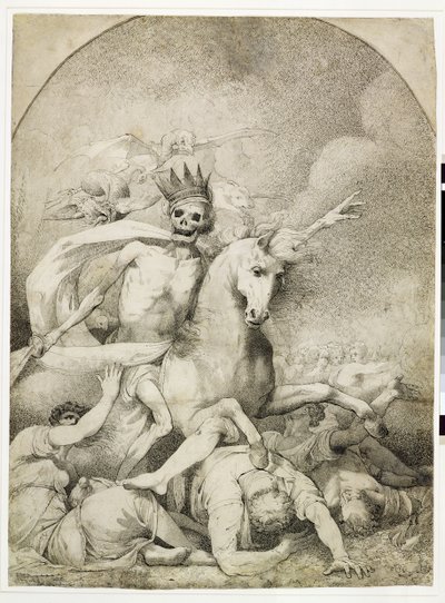 Døden på en bleg hest, ca. 1775 (pen og sort blæk på vævet papir) af John Hamilton Mortimer