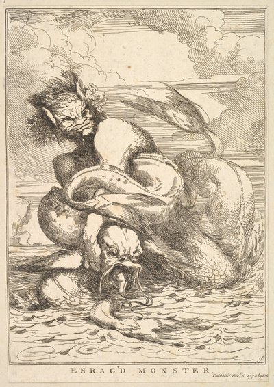 Enragd Monster fra Femten Etchings Dedikeret til Sir Joshua Reynolds, 8. december 1778. af John Hamilton Mortimer