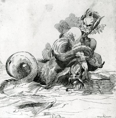 Illustration af et havmonster, 1700-tallet af John Hamilton Mortimer