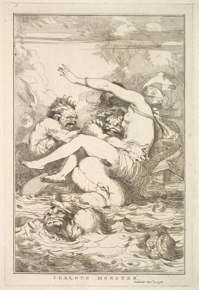 Jaloux Monster fra Femten Etchings Dedikeret til Sir Joshua Reynolds, 8. december 1778. af John Hamilton Mortimer