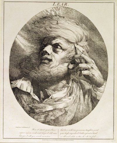 Lear, fra King Lear, Act III, Scene 3, 1776 af John Hamilton Mortimer