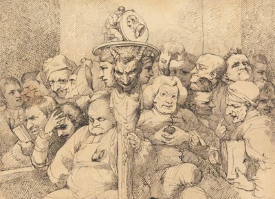 Litterære figurer samlet omkring Shakespeares medaljon af John Hamilton Mortimer