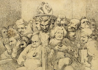 Litterære figurer samlet omkring Shakespeares medaljon af John Hamilton Mortimer