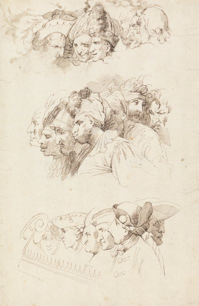 Studier af grupper af hoveder af John Hamilton Mortimer