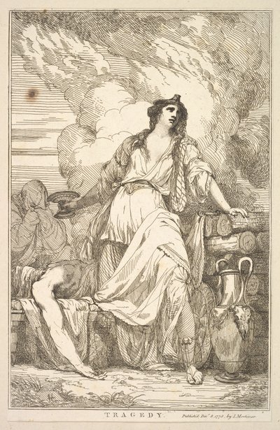Tragedie fra femten ætsninger dedikeret til Sir Joshua Reynolds, 8. december 1778. af John Hamilton Mortimer