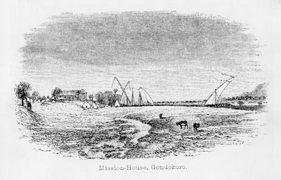 Misson-House, Gondokoro, fra "Journal of the discovery of the source of the Nile", 1864 af John Hanning Speke