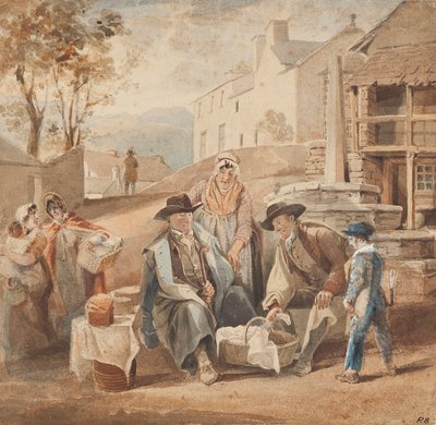 Ambleside markedshandler (wc på papir) af John Harden