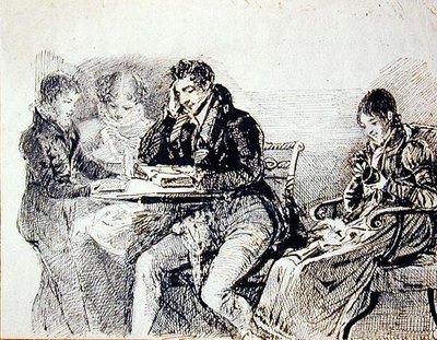An Evening In (pen og blæk på papir) af John Harden