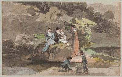Gruppe ved vandet, 1810 (wc på papir) af John Harden