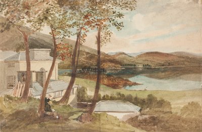 Hall og Windermere, Lake District, Cumbria (wc på papir) af John Harden