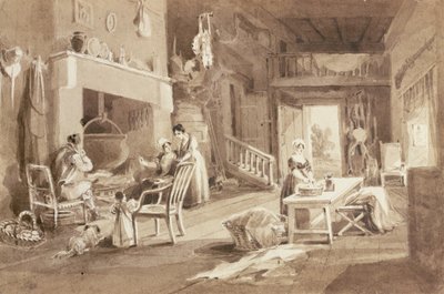 Køkken i Brathay Hall (blæk på papir) af John Harden