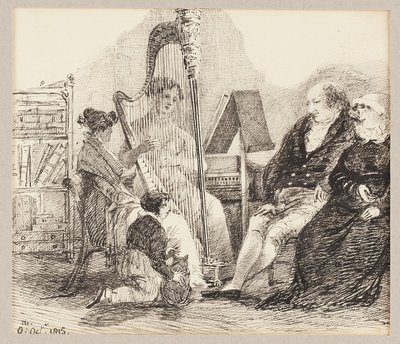 Spiller musik på harpen, 1815 af John Harden