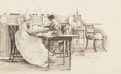 Læsning ved pejsen, 1805 af John Harden