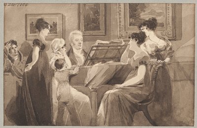 Syng om et klaver, 1806 (wc på papir) af John Harden
