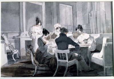 Brætspillet (pen og blækvask på papir) af John Harden