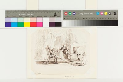 Two Gentlemen Drinking by the Fire (pen og blæk på papir) af John Harden