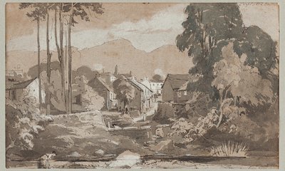 View East to Ambleside, 1812 (wc på papir) af John Harden