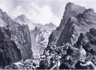 Udslettelse af den græske hær, illustration fra Hutchinsons History of the Nations VOL 4 c.1920