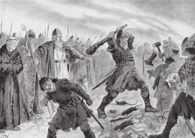 Kong Olav den Hellige bryder billedet af guden Mor af John Harris Valda