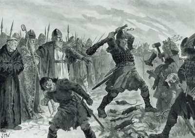 Kong Olav den Hellige bryder billedet af Gud Mor af John Harris Valda
