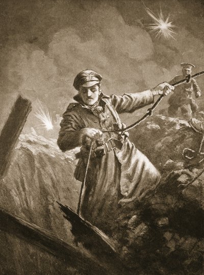 Løjtnant G.P. Burlton hjælper med at redde bevidstløse mænd fra en mineskakt af John Harris Valda