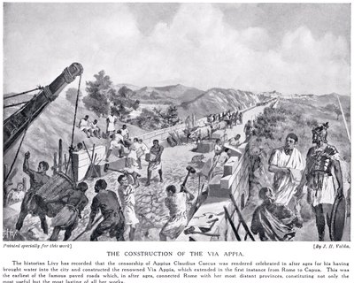 Konstruktionen af Via Appia, illustration fra 