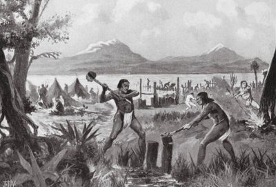 Stiftelsen af byen Mexico (litografi) af John Harris Valda