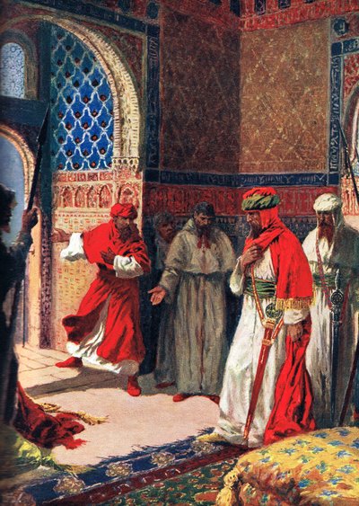 Boabendils sidste råd i Alhambra, 1492, illustration fra "Hutchinson