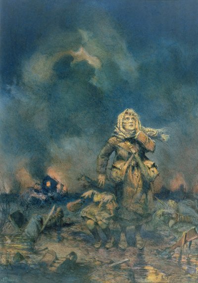 The Shell (wc og farveblyant på papir) af John Harris Valda