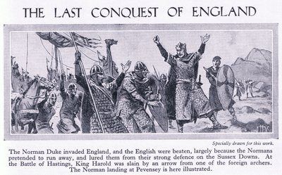 Den sidste erobring af England 1066 e.Kr., c.1950 af John Harris Valda