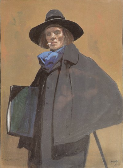 Portræt af kunstneren, ca. 1910 (akvarel på papir) af John Hassall