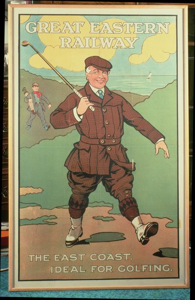 Østkysten: Ideel til golf. Plakat til Great Eastern Railway af John Hassall