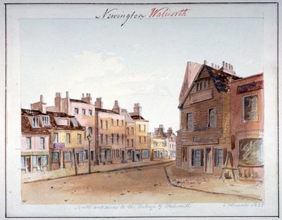 Udsigt over landsbyen Walworth, Southwark, fra den nordlige indgang, London, 1825 af John Hassell