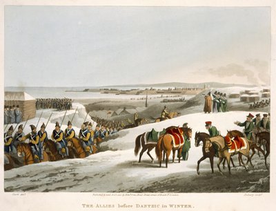 De allierede før Dantzic om vinteren, indgraveret af Matthew Dubourg (fl.1813-20) fra 