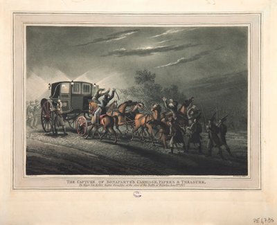 Erobringen af Bonapartes vogn, papirer og skat af major Von Keller, 1816 af John Heaviside Clark