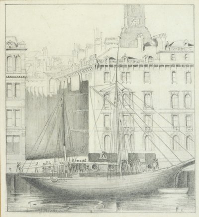Quayside, Newcastle (blyant på kort) af John Henderson