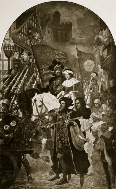 Henry VI er taget til slaget ved Barnet, 1471, illustration fra 