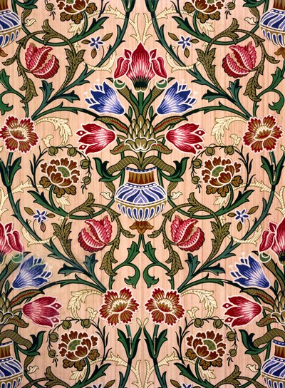 Enkeltstilket tapetdesign, 1905 (farvet træbloktryk på papir) af John Henry Dearle
